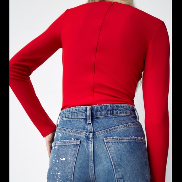 Zara red sweetheart neckline bodysuit 2022 - Picture 2 of 7